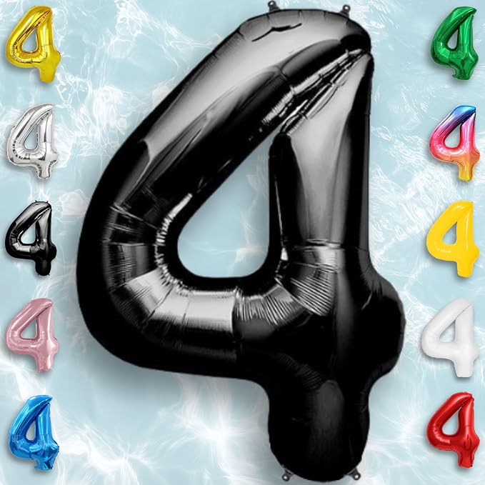 Black Number Balloon Four Mylar Foil Balloons 16 inch Small - Image 3