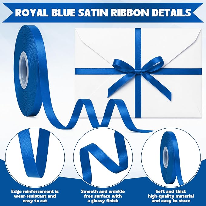 3/8In 30Yards Thin Royal Blue Ribbon - Image 3