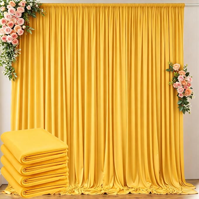 20 ft x 10 ft Wrinkle Free Yellow Backdrop Curtain by Outpain