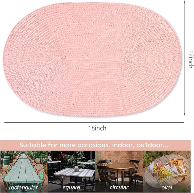 AHHFSMEI Placemats Set of 6 for Dining Table Washable Woven Non-Slip 18x12 - Image 2
