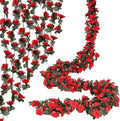 10 Pcs 82FT Flower Garland, Artificial Rose Garland Flowers Plants Fake Flower Hanging Rose Ivy, Birthday Party Valentine's Day Wedding Wall Arch Decor（Red）