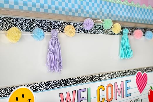 Teacher Created Resources Pastel Pop Pom-Poms and Tassels Garland - Image 3