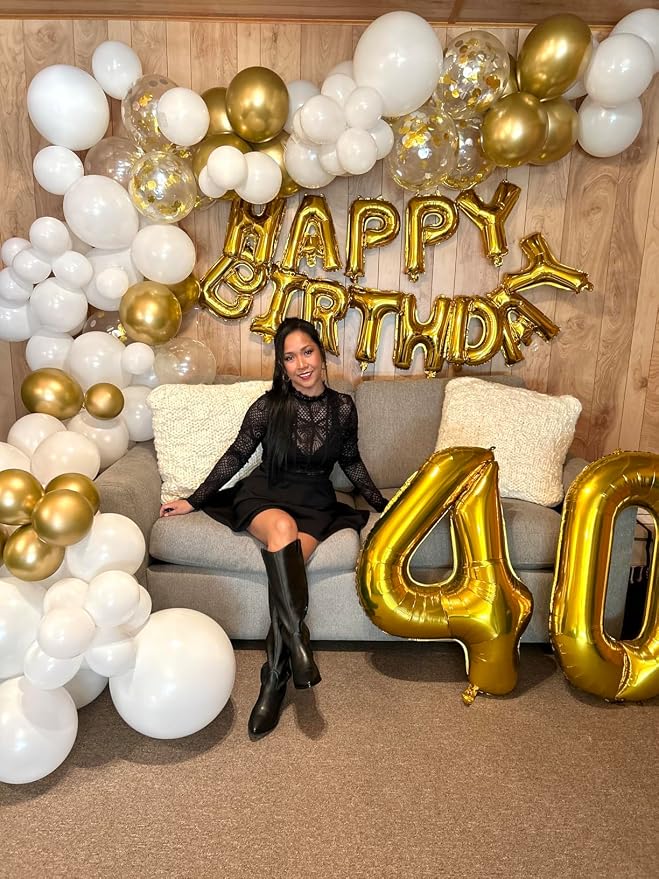 9 Balloon Numbers Party Decorations, 40In Gold Balloons - Image 2