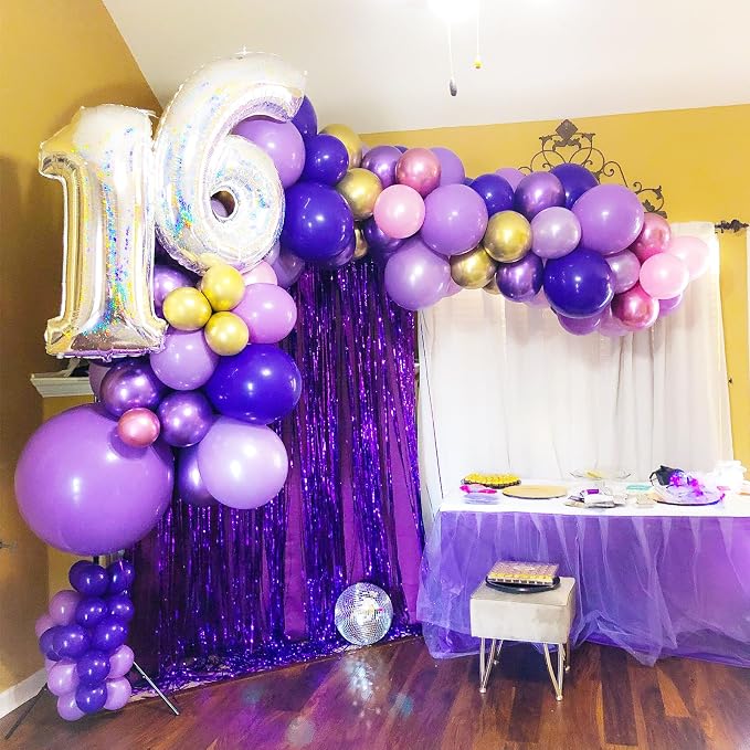 Voircoloria 66pcs Dark Purple Deep Purple Latex Party Balloons, 12inch | - Image 5