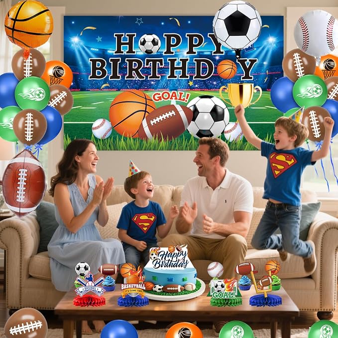 Sports Birthday Party Decorations Includes Banner, Foil & Latex Balloons - Image 6
