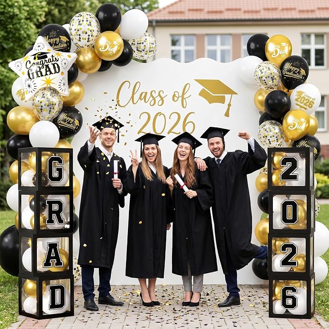 Graduation Decorations Class of 2026-Black and White Graduation Party - Image 5