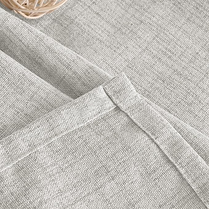 YoungsTex Light Grey Linen Curtains 63 Inches Long 2 Panels | Textured Light - Image 7