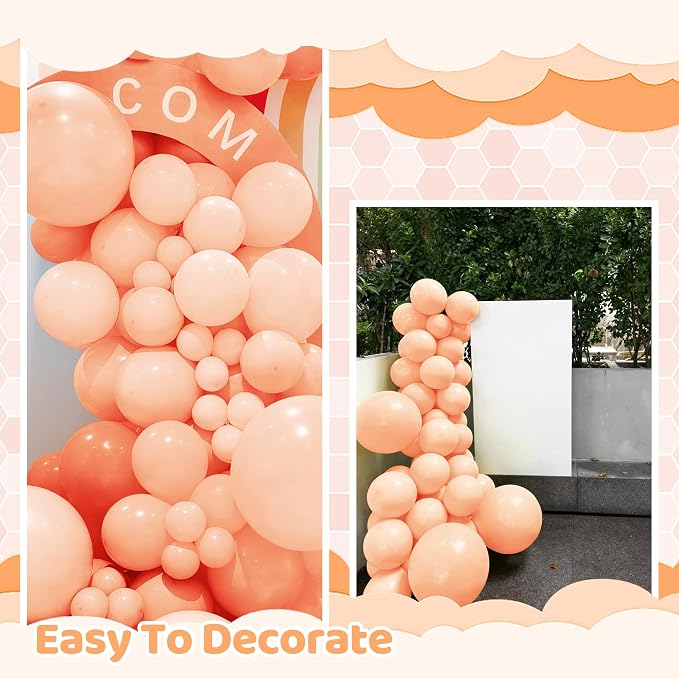200 Pieces Pastel Orange Peach Balloons Garland Arch Kit Light Orange Balloons - Image 3