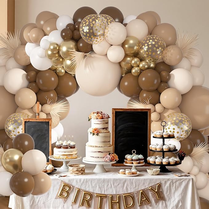 152Pcs Brown Balloons Arch Kit Different Size | Beige Nude Sand White Metallic - Image 5