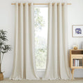 NICETOWN Natural Linen Semi Sheer Doorway Curtains, Grommet Top Thick Flax Semi by NICETOWN
