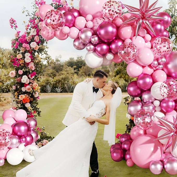 Pink Balloon Garland Arch Kit for Birthday Decorations | 140Pcs Hot Light - Image 3