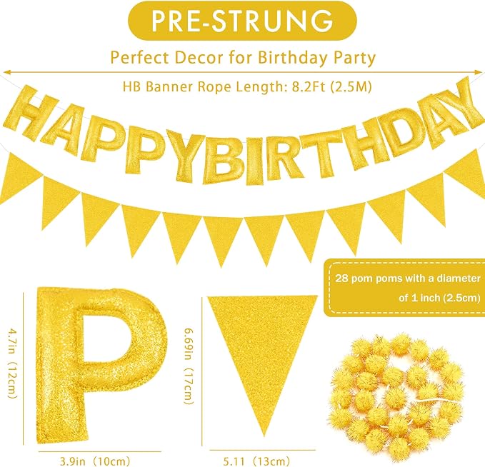 CANREVEL 3 PCS Pre-Strung 3D Happy Birthday Banner Decorations, Happy Birthday - Image 3