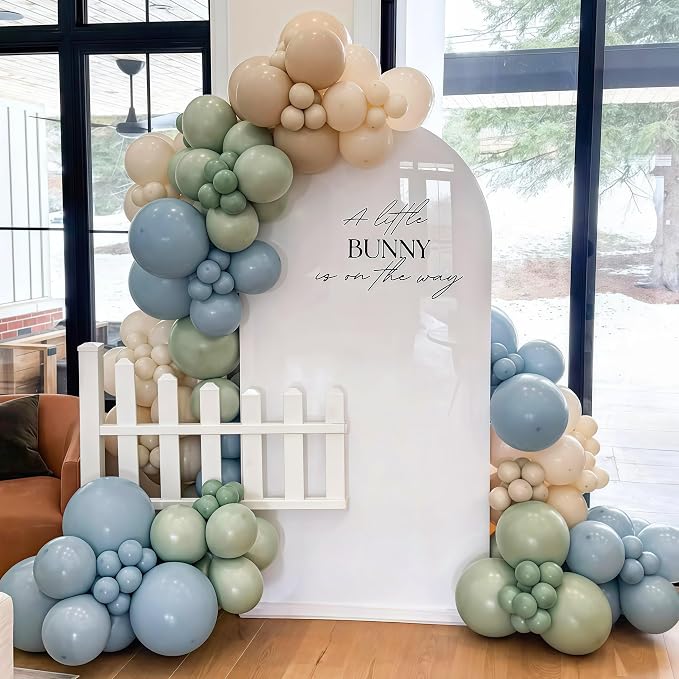 Sage Green and Blue Balloons, Baby Boy Shower Balloons - Image 5