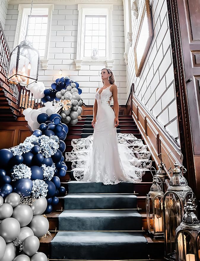 Navy Blue and Silver Balloon Garland Arch Kit, Graduation, Baby Shower - Image 5