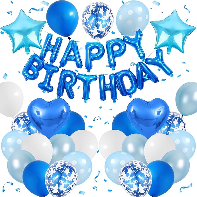 Blue Birthday Decorations for Boys by BTZO