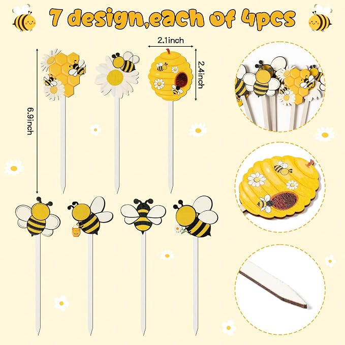 TICIAGA Summer Bee Wooden Picks - Image 2