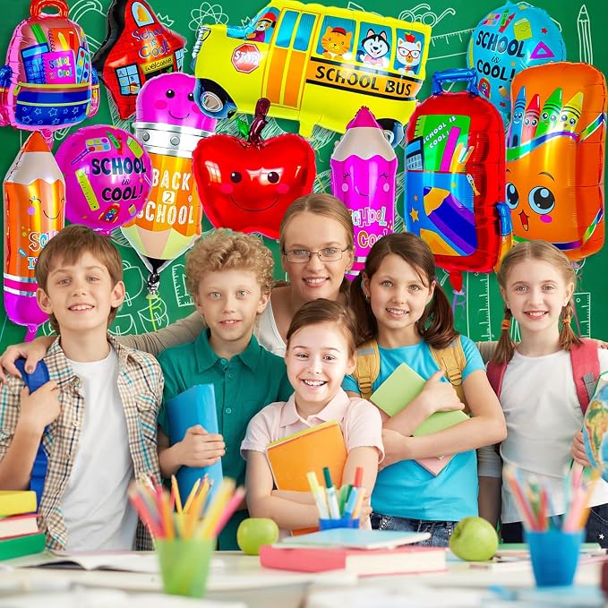 20 Pcs Back to School Balloons, Colorful School Bus Balloons Pencil Apple - Image 4