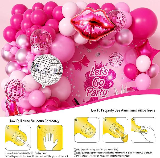 106pcs Hot Pink Balloon Garland Arch Kit - Image 7