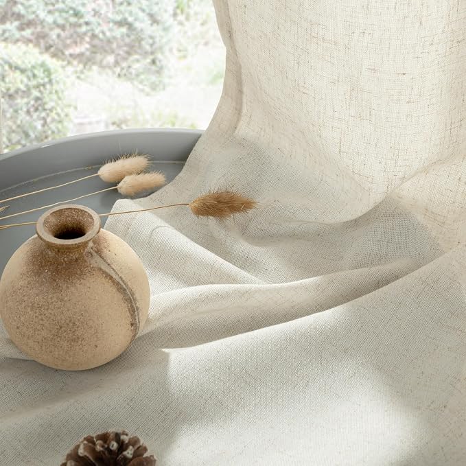 YoungsTex 72 Inch Length Natural Linen Curtains - Image 9