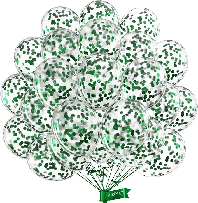 Green Confetti Balloons 12 inch by MOXMAY