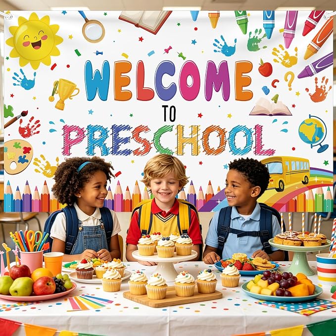 MEHOFOND Welcome to Preschool Banner Colorful Back to School Kids Classroom - Image 4
