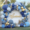 Dusty Blue Gold Balloons Arch Kit, Double Stuffed, Party. | by Bloces