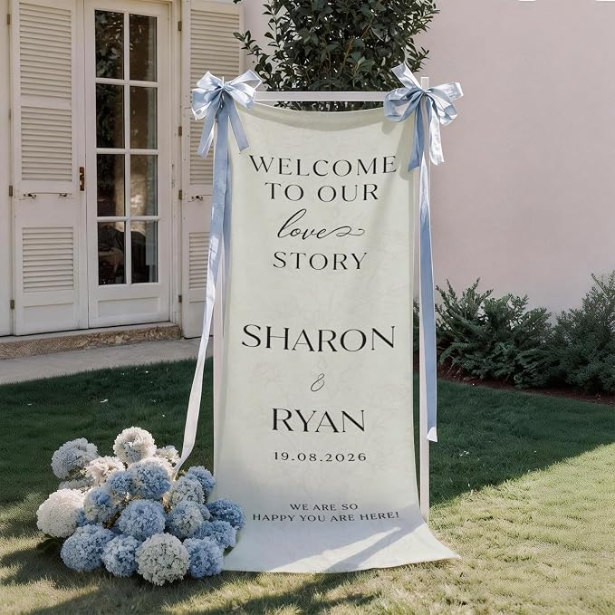 Mapileng Personalized Wedding Cotton Linen Wall Tapestry Banner, Custom Couple - Image 7