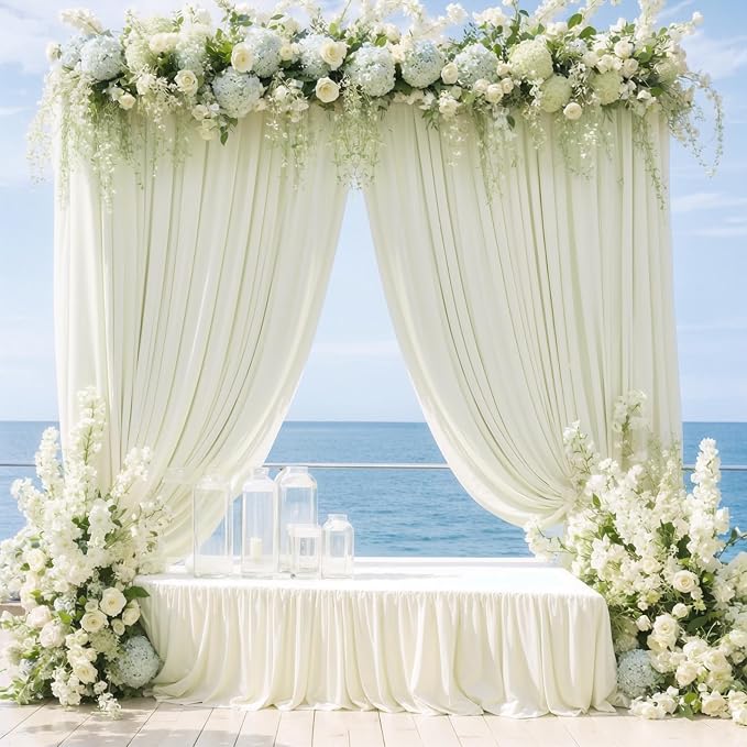 10x12 Ivory Backdrop Curtains for Wedding Party Wrinkle Free Backdrops Curtain - Image 3