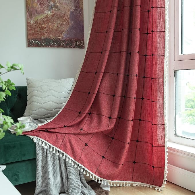 Sutuo Home Boho Curtain for Bedroom 84 Inch Length, Linen Light Filtering by SutuoHome