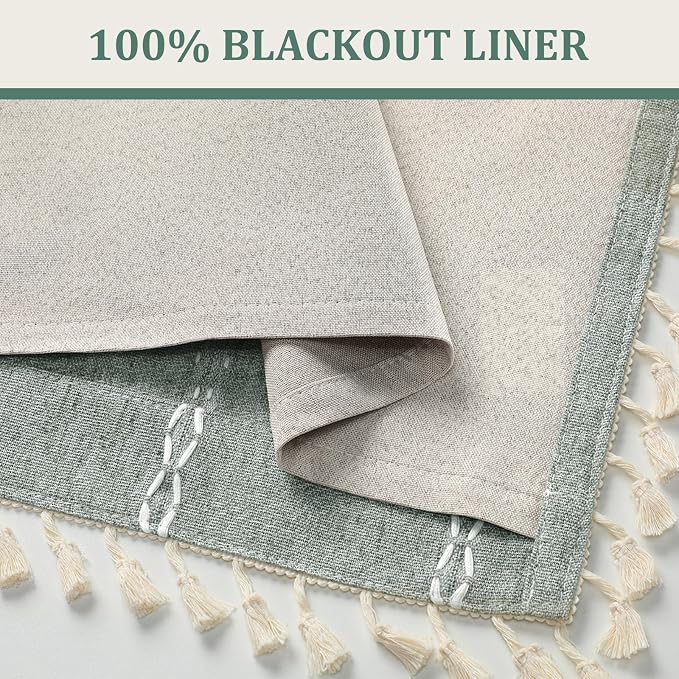 Teal 100% Boho Blackout Curtains 63 Inch 2 Panels - Image 4