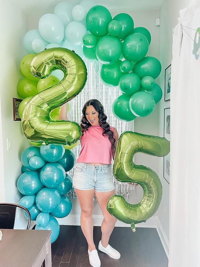 5 Balloon Number 40 Inch Light Green Balloons - Image 2