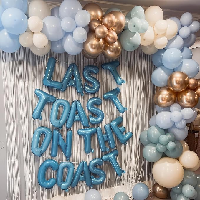 Dusty Blue and White Balloons Haze Pastel Blue Beige Balloon 12inch 60pcs Sand - Image 5