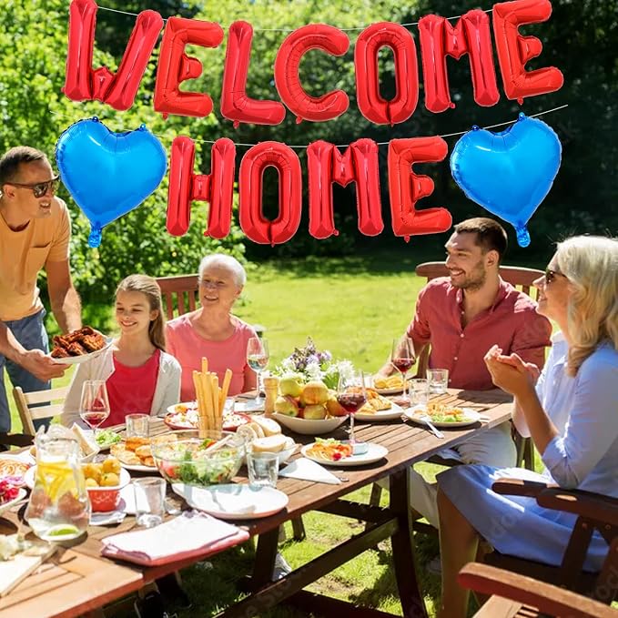 TONIFUL 16 Inch Red WELCOME HOME Foil Letter Balloons Banner Decorations | - Image 5