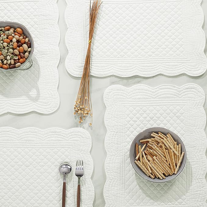 HOMBYS Quilted Placemats Set of 6 Washable-13x18 inches Rectangular Placemats - Image 5