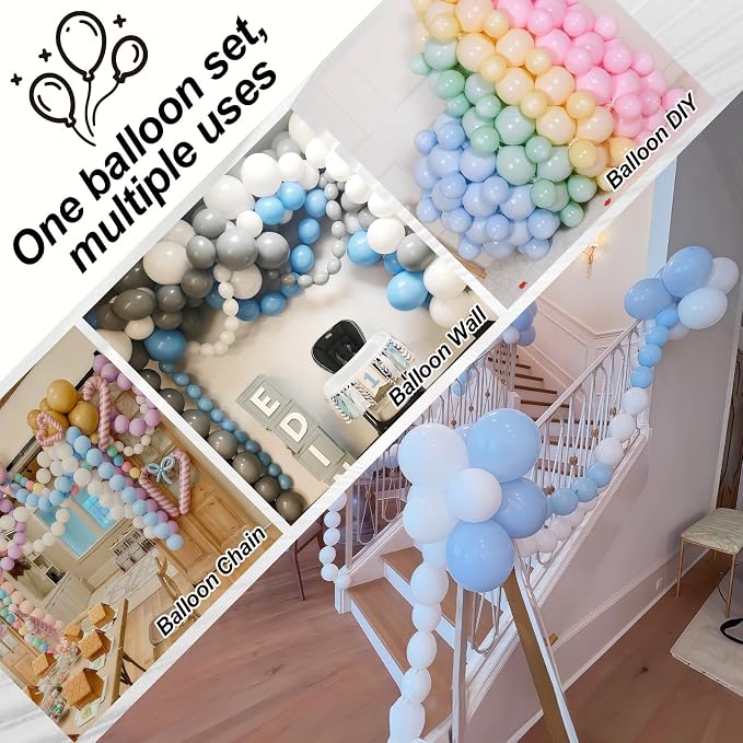 100PCS Blue and White Link Balloons, Baby Light Blue White Linking Balloons - Image 3