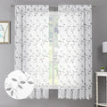 Tollpiz Grey Leaf Sheer Curtains Bedroom Short 38 x 54 Inches | Leaves by Tollpiz