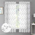 Tollpiz Grey Leaf Sheer Curtains Living Room 54 x 63 Inches | Leaves by Tollpiz
