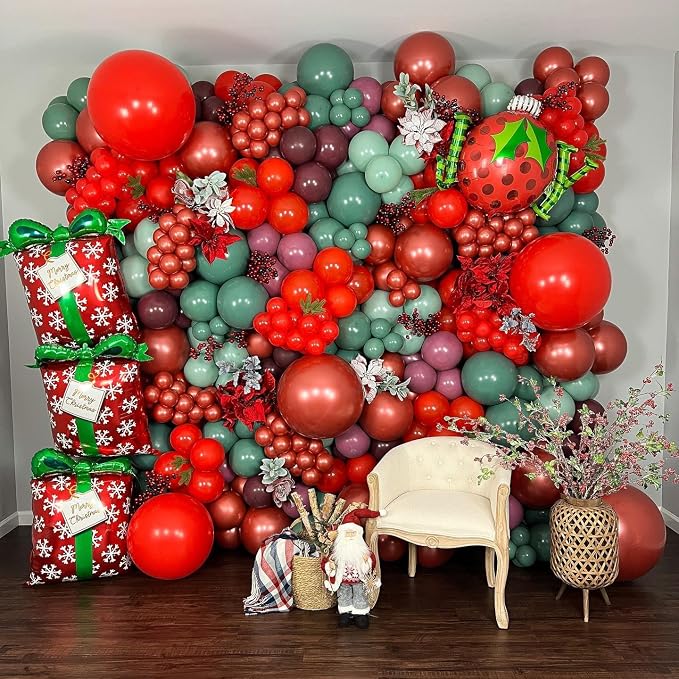 Double Stuffed Red Balloons Different Size 115Pcs 5/10/12/18 Inch Rudy Red - Image 8
