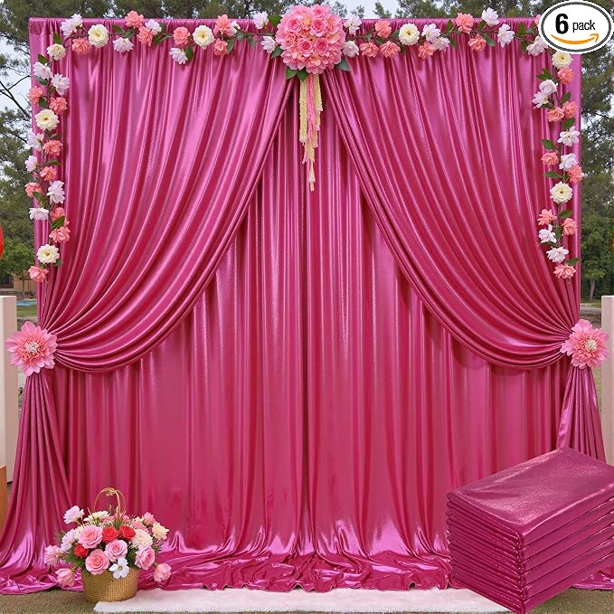 30x10ft Shimmer Hot Pink Sequin Backdrop Curtain by LeegleriTableSkirt