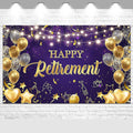 Happy Retirement Backdrop Purple and Gold Happy Retirement Sign Banner Photo by AVEZANO