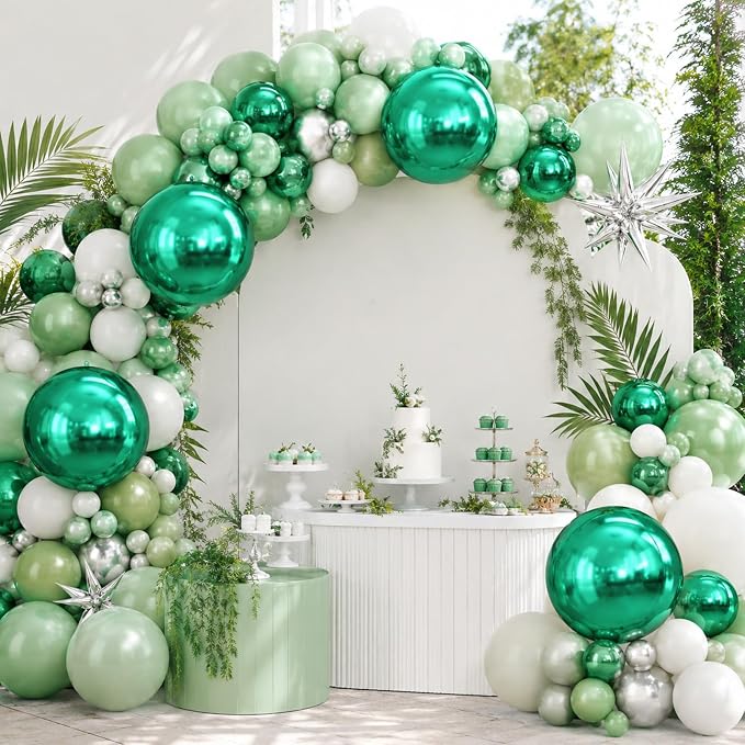 10Pcs Green Round Foil Balloons, Metallic Green Foil Baloon - Image 5