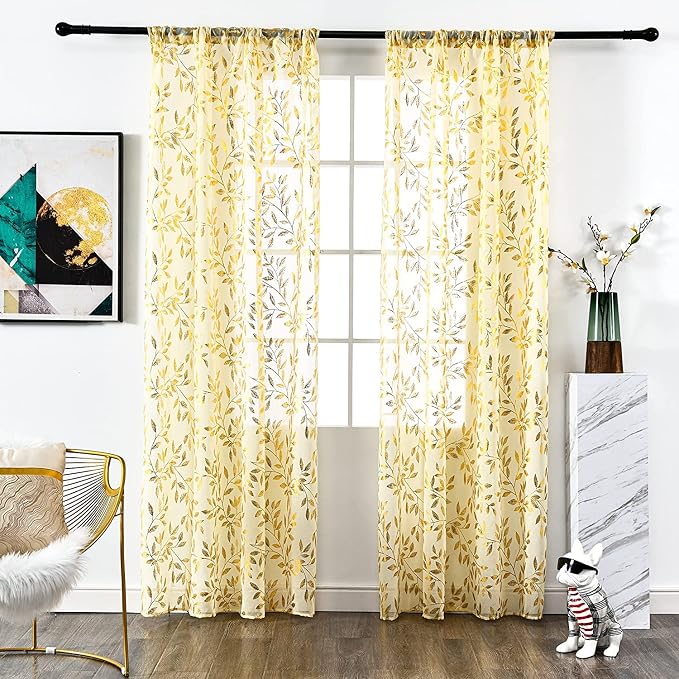 Sutuo Home Beige Sheer Curtains 72 Inch Length 2 Panels Set, Privacy Voile - Image 2
