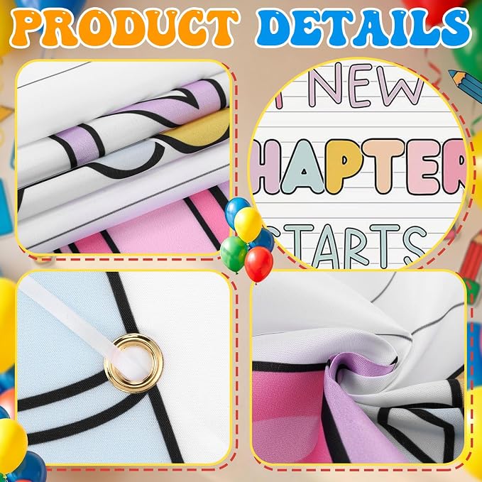 HunnmingRe Classroom Door Banner Decor a New Chapter Starts Now Back to School - Image 3