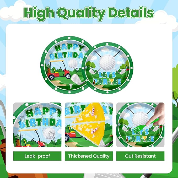 Golf Birthday Decorations Serve 24 Masters Party Supplies | Golf Plates - Image 4