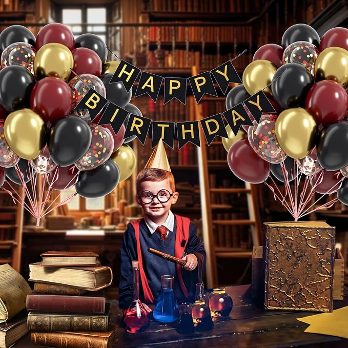 60pcs 12inch Black Burgundy and Gold Balloons, - Image 4
