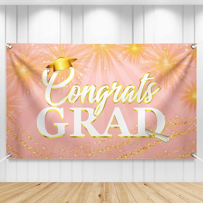 KatchOn Graduation Decorations 2026 Congrats Grad Banner Rose Gold | Graduation by KatchOn