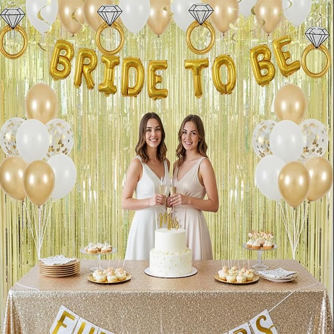 BRAVESHINE Tinsel Fringe Backdrop Gold Party Decorations 2 Pack | 3.2x8.2ft - Image 6