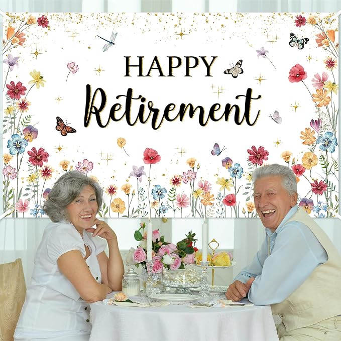 Happy Retirement Banner Wildflower Themed Happy Retirement Party Decorations - Image 5