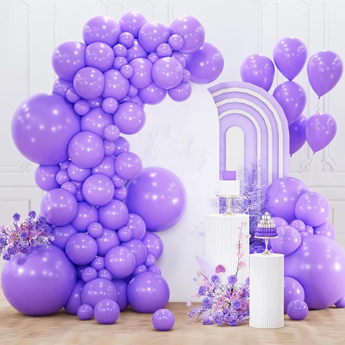 PartyWoo Purple Balloons 152pcs Different Sizes of 18 12 10 5 Inch Purple by PartyWoo