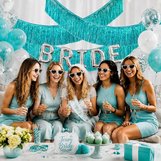2 Pack Aqua Blue Party Banner Tinsel Tassel Fringe Garland Party Decor | Dense - Image 5
